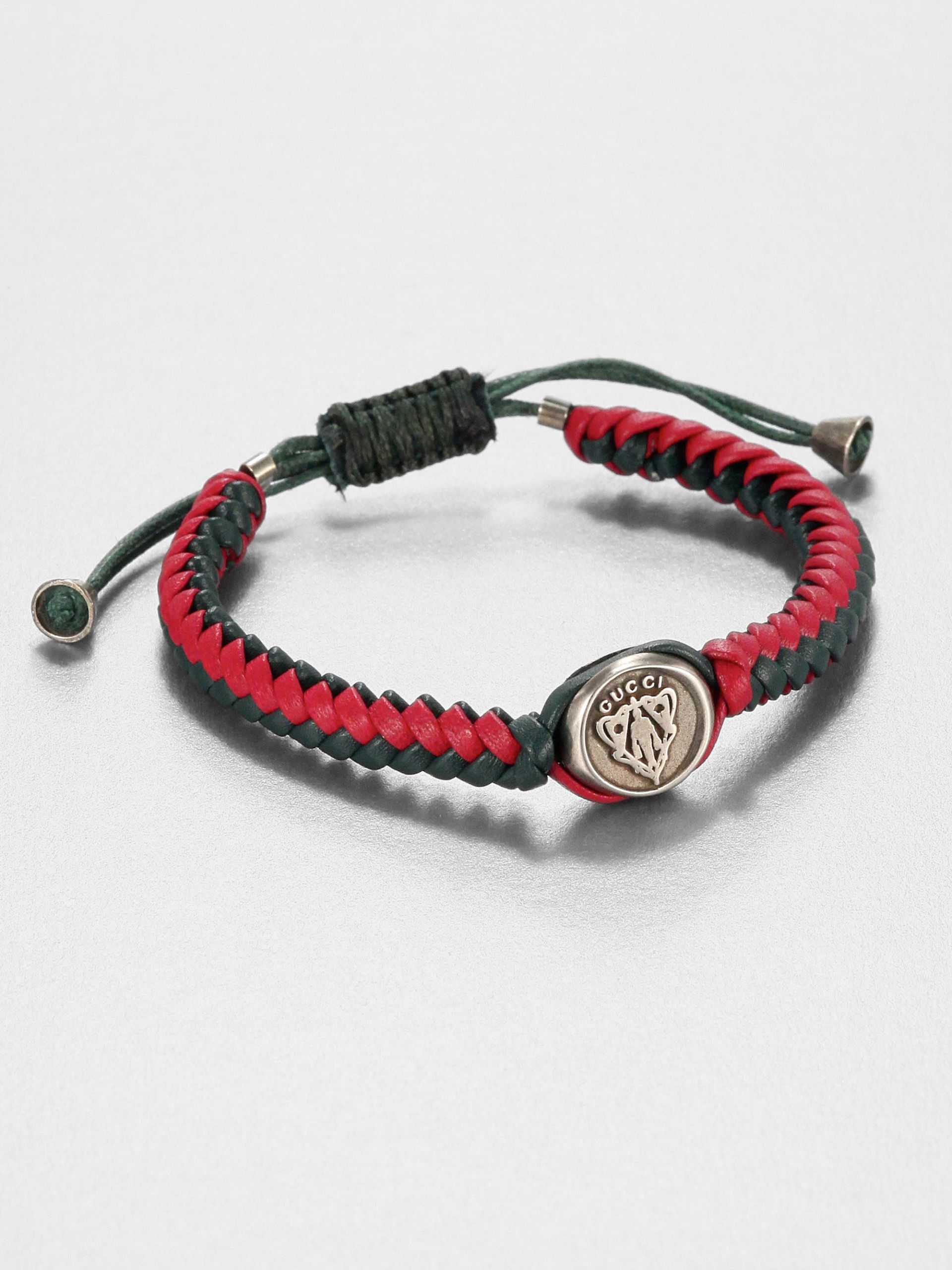 Mens Woven Bracelets
 Lyst Gucci Woven Leather Bracelet in Red for Men