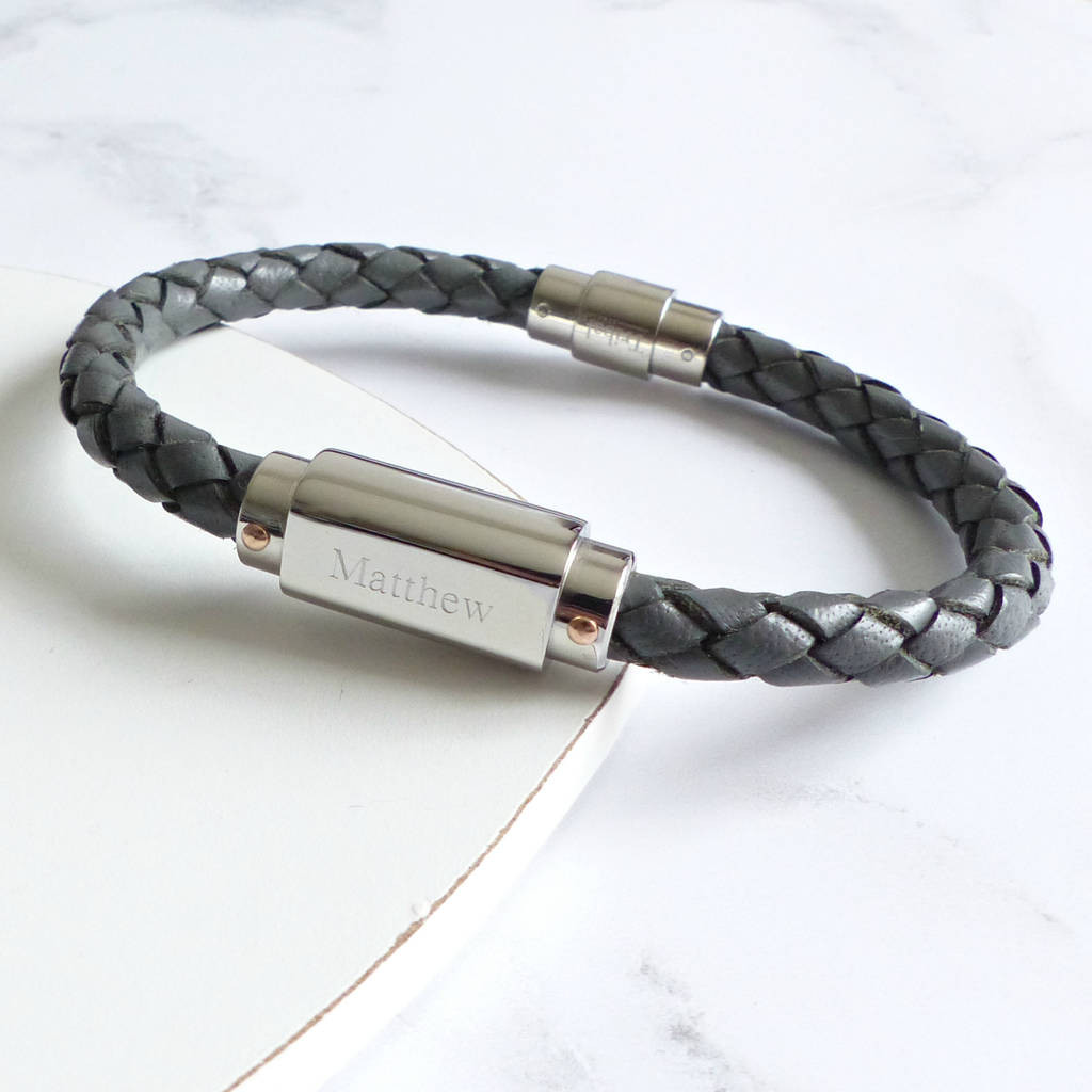 Mens Woven Bracelets
 mens personalised woven leather bracelet by evy designs