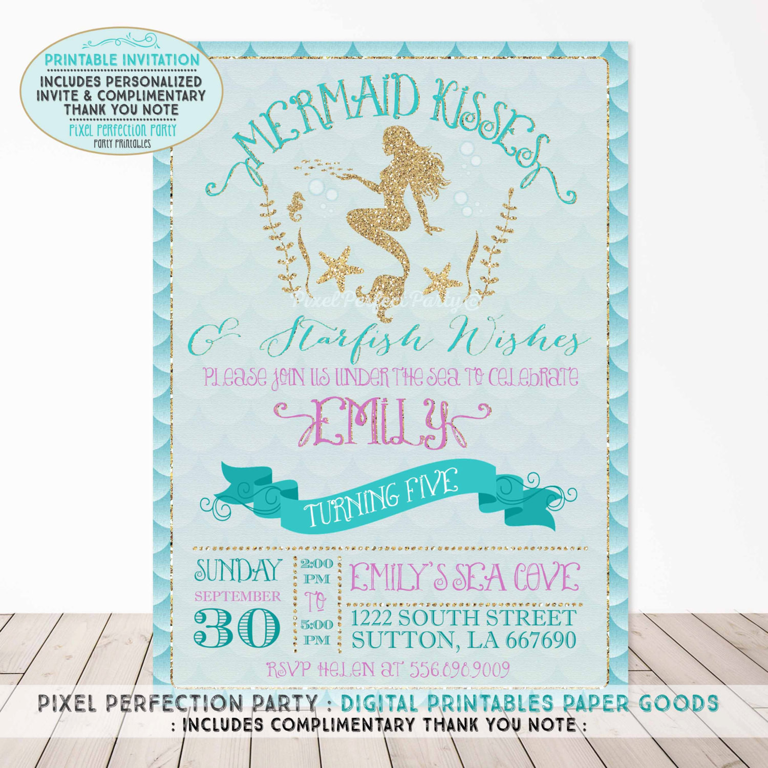 Mermaid Birthday Party Invitations
 Mermaid Invitation Mermaid Birthday Invitation Mermaid Kisses