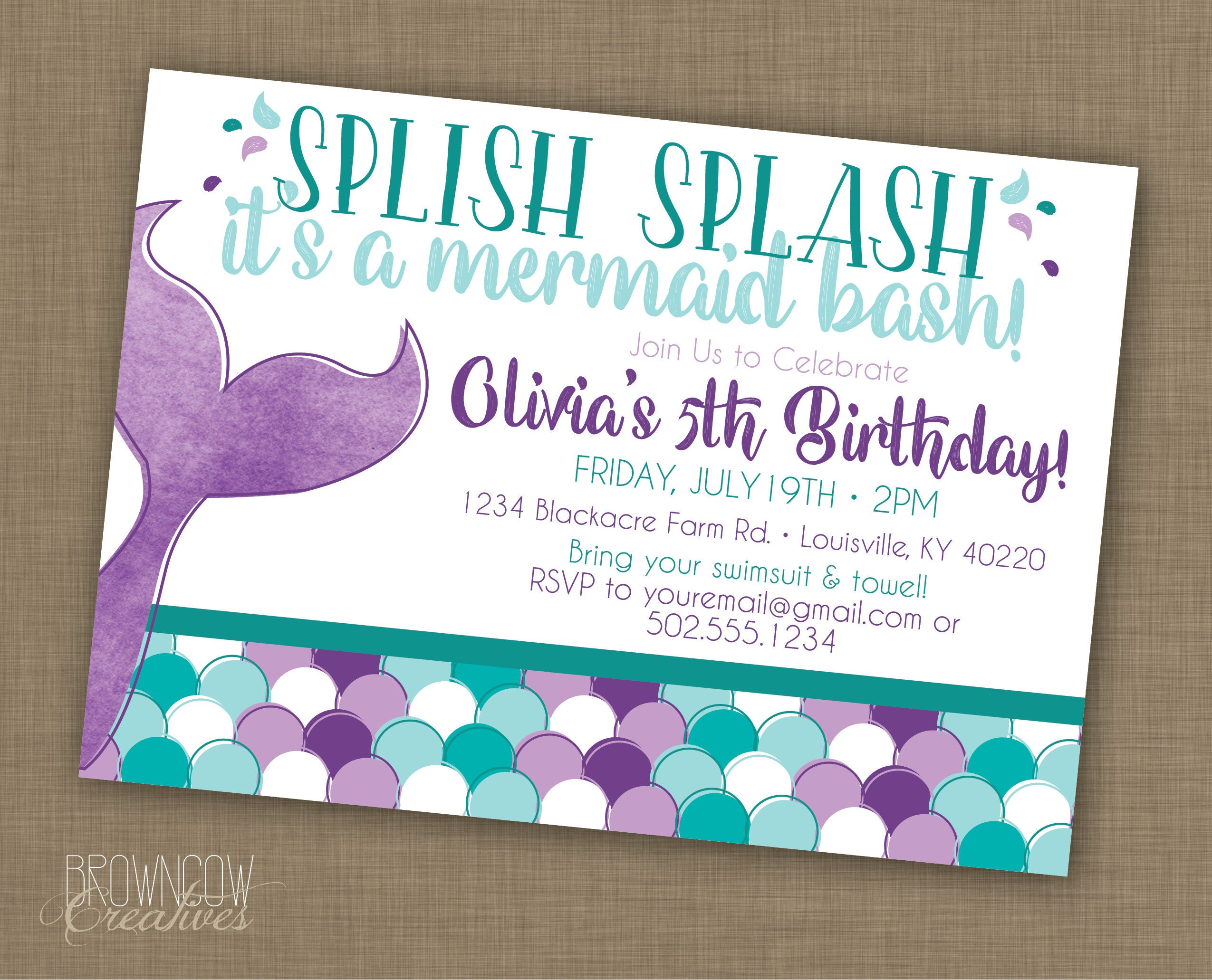 Mermaid Birthday Party Invitations
 Mermaid Birthday Party Invitation PRINTABLE Invitation Under