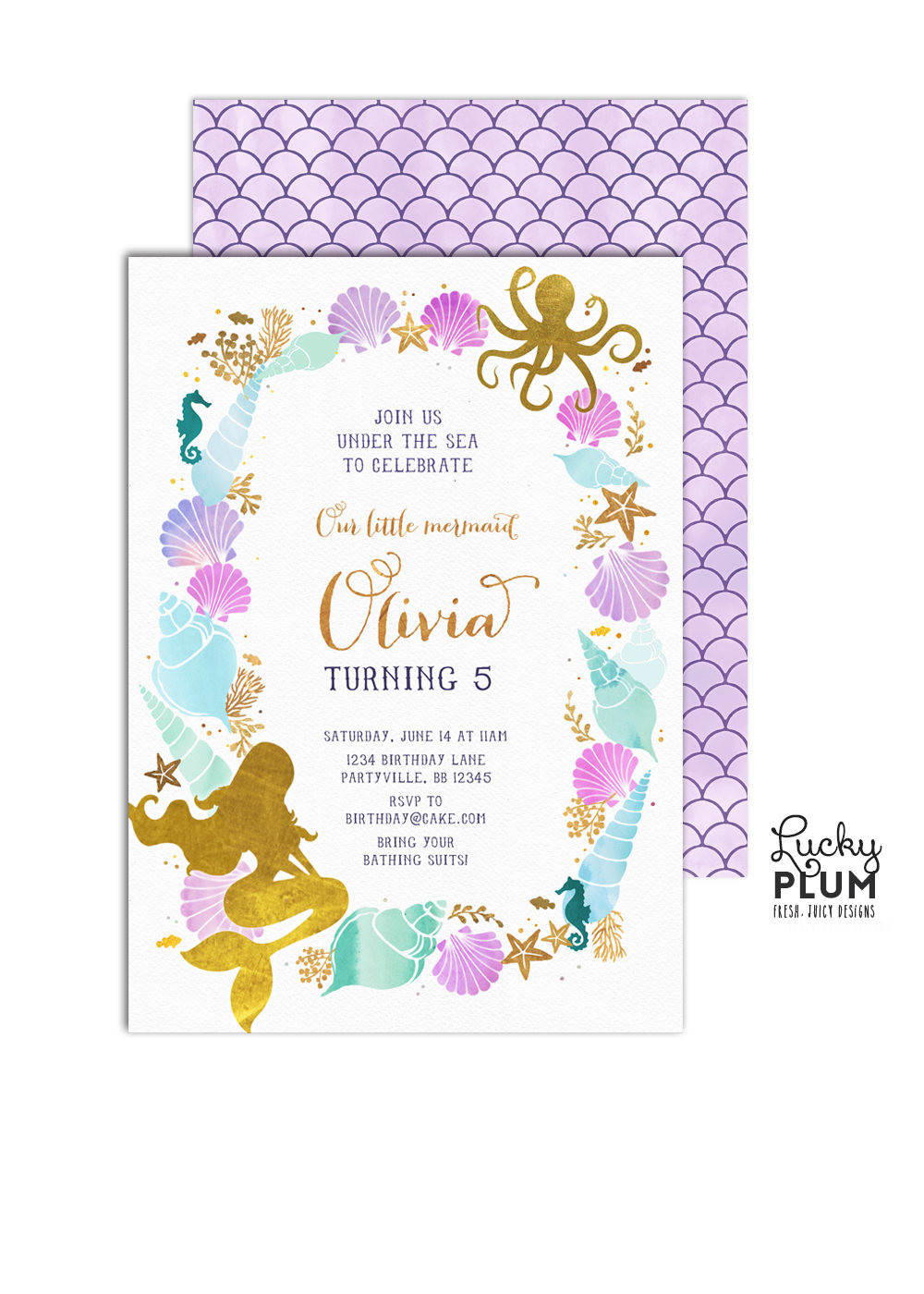 Mermaid Birthday Party Invitations
 Mermaid Birthday Invitation Little Mermaid Invitation