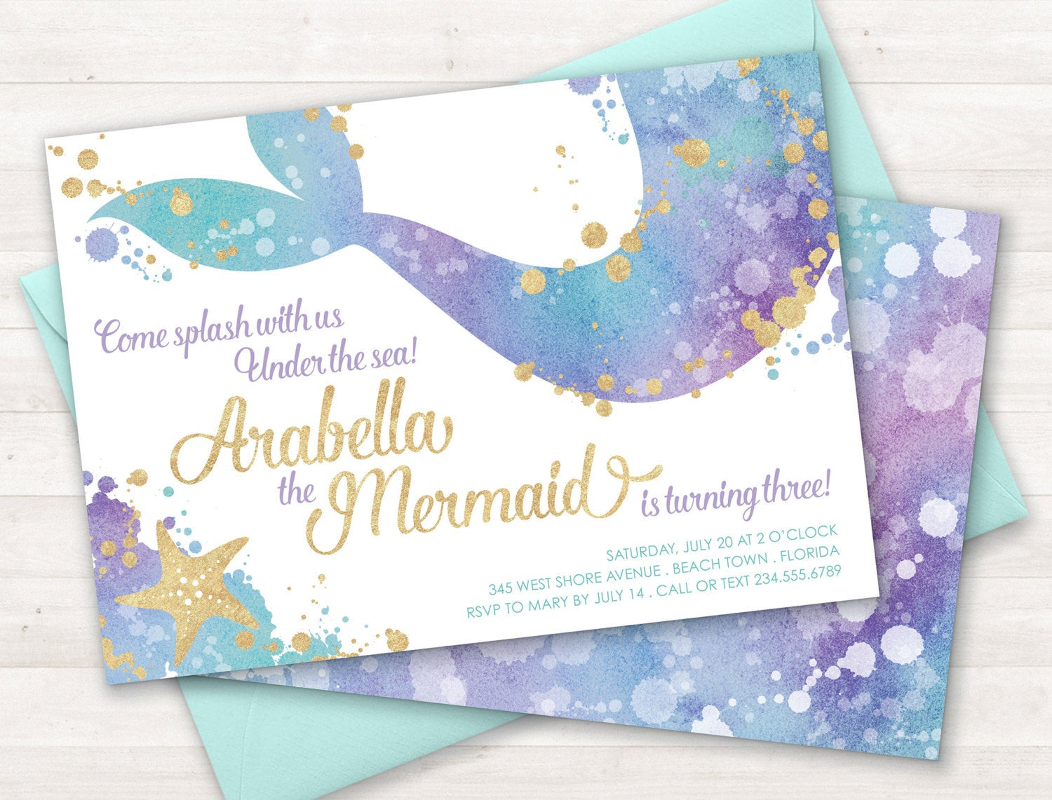 Mermaid Birthday Party Invitations
 Mermaid Invitation Mermaid Party Invite Under the Sea Party