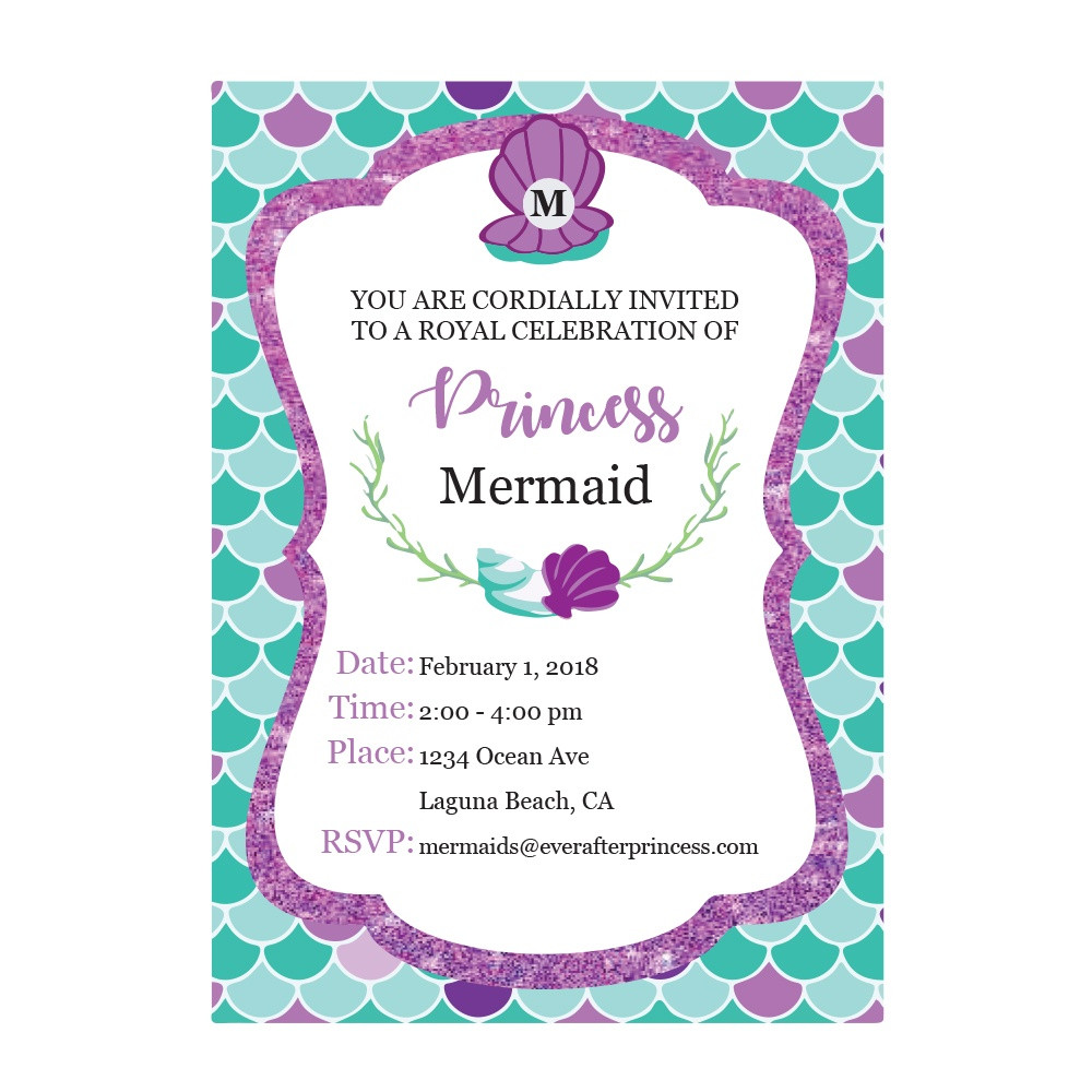 Mermaid Birthday Party Invitations
 Mermaid Invitations Ever After Princess Events