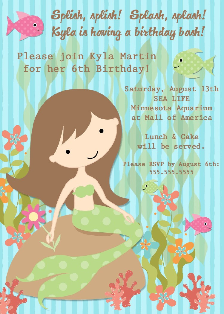 Mermaid Birthday Party Invitations
 Bear River Greetings Mermaid Birthday Party Invitations