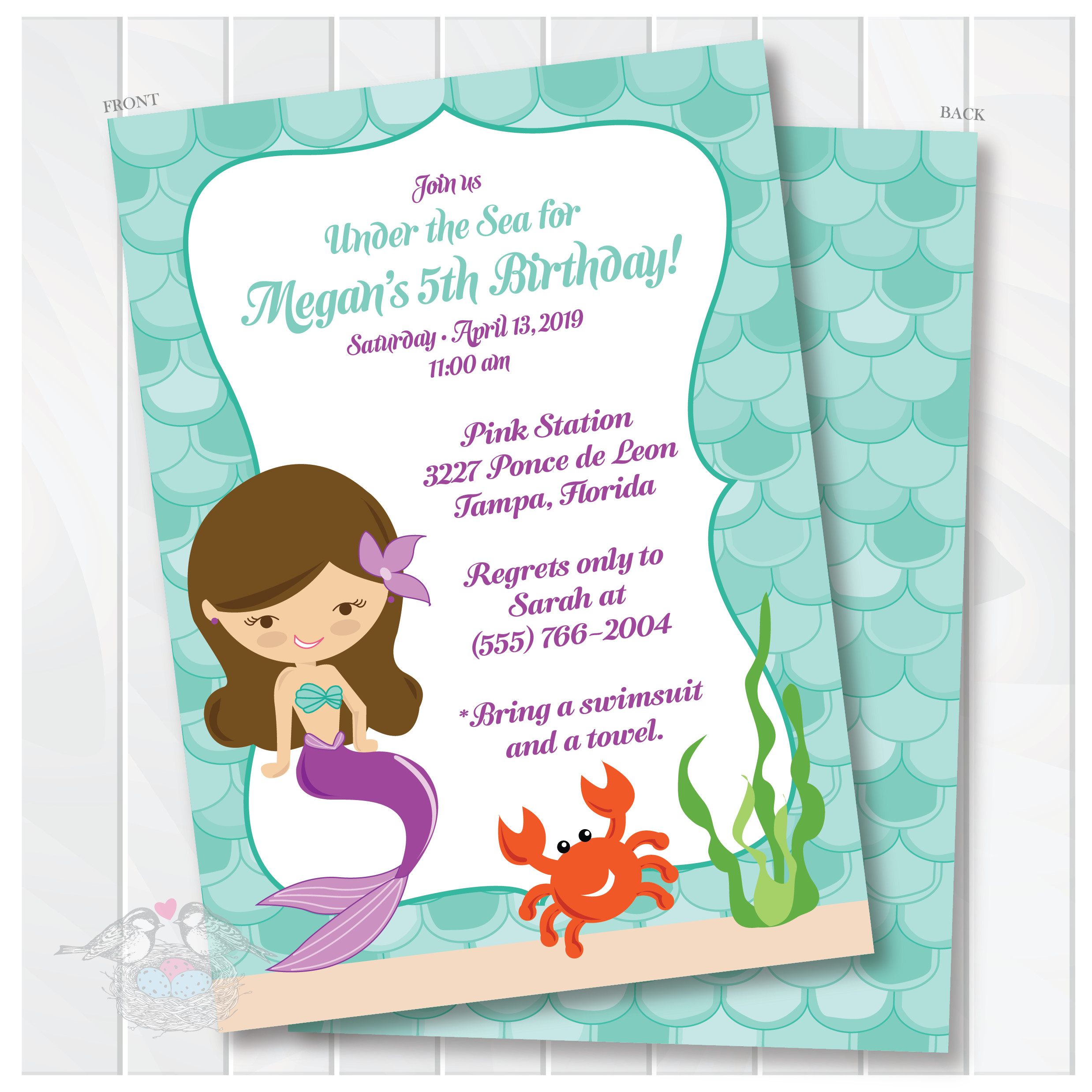 Mermaid Birthday Party Invitations
 Mermaid Birthday Invitation Birthday Invitation Under