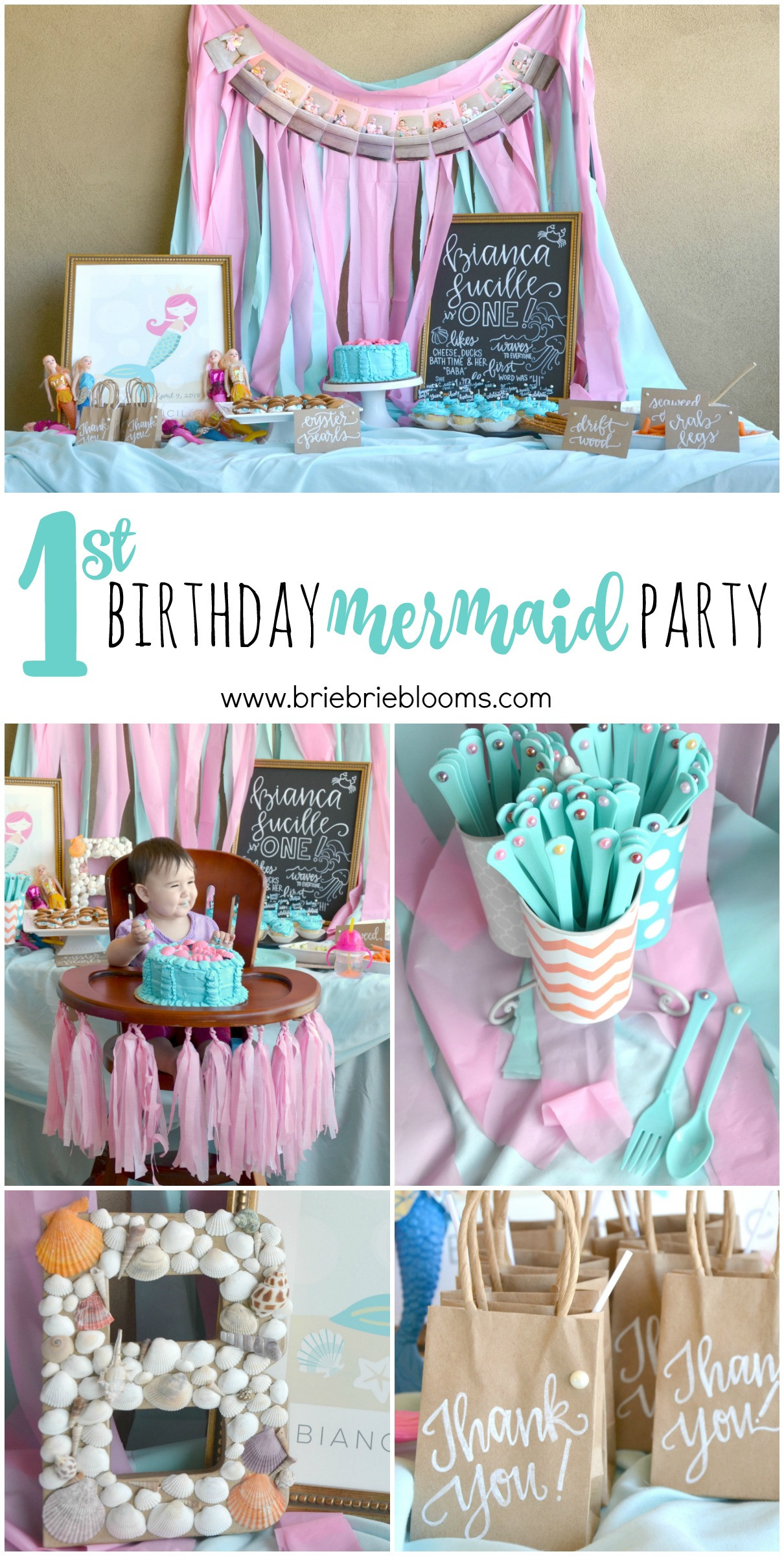 Mermaid Themed Birthday Party
 First Birthday Mermaid Party Brie Brie Blooms