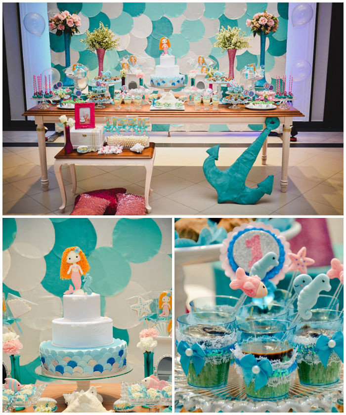 Mermaid Themed Birthday Party
 Kara s Party Ideas Mermaid Themed First Birthday Party
