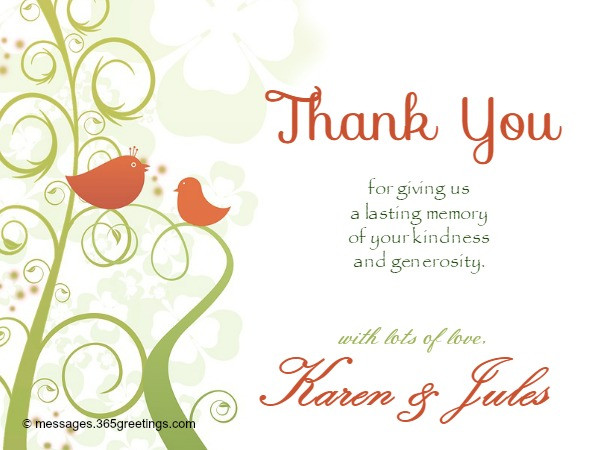 Message For Wedding Gift
 Wedding Thank You Messages 365greetings
