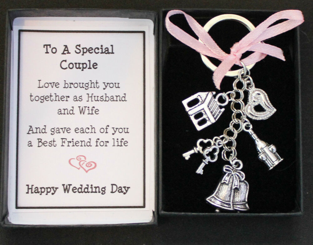 Message For Wedding Gift
 WEDDING DAY GIFT KEYRING KEEPSAKE FOR BRIDE AND GROOM