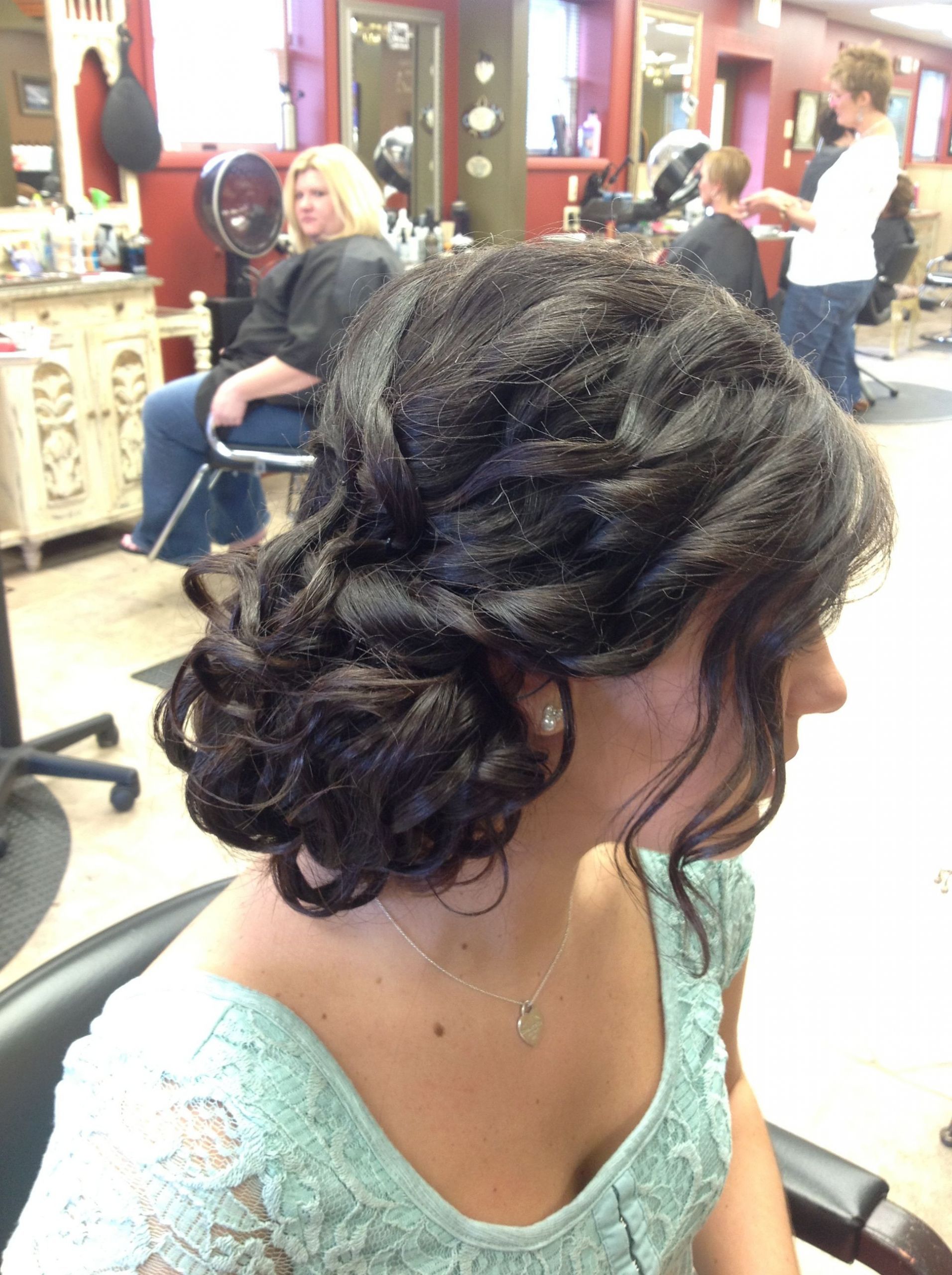 Messy Bun Prom Hairstyles
 Prom up do Messy side bun Side updo