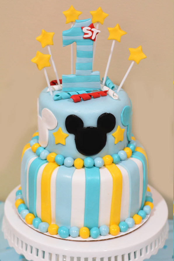 Mickey Mouse 1st Birthday Cake
 How to Make a Mickey Mouse Cake With Fondant Mommy s