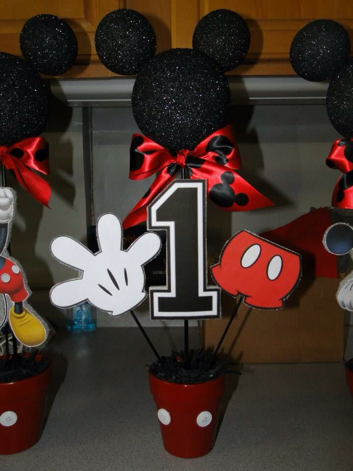 Mickey Mouse Birthday Decorations DIY
 DIY Mickey Mouse centerpieces I made for my son s 1st