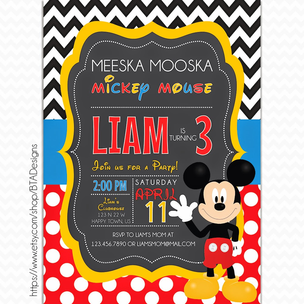 Mickey Mouse Photo Birthday Invitations
 Mickey Mouse Inspired Birthday Invitations Free Printable