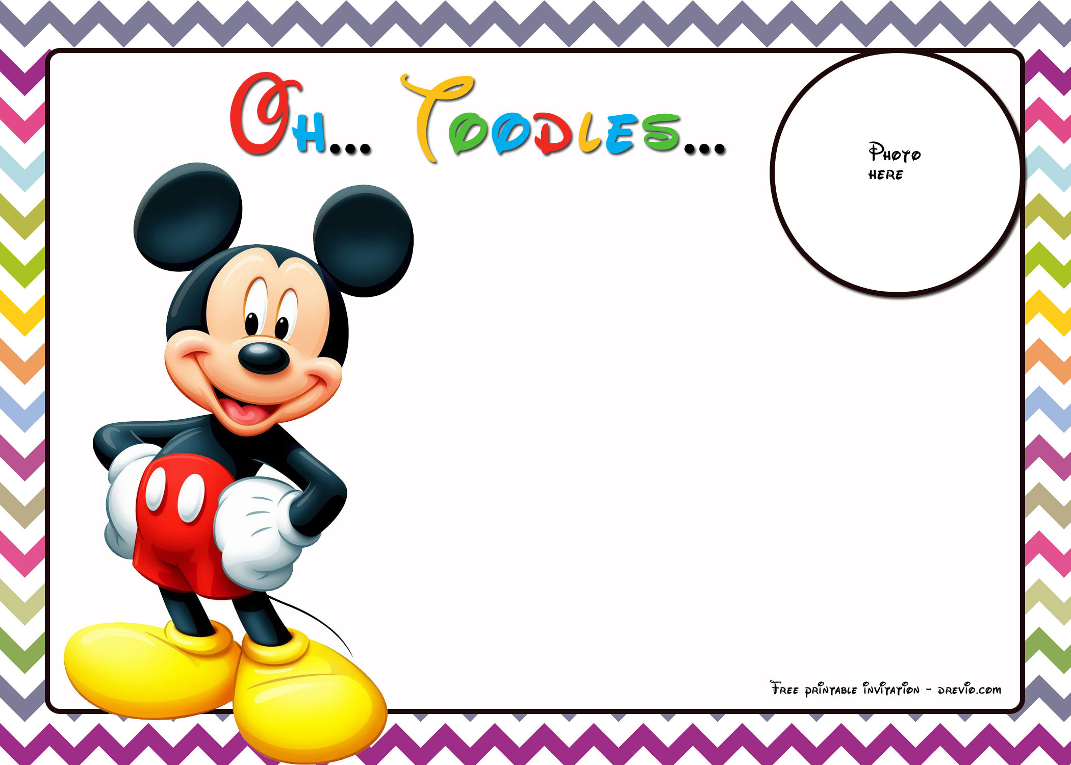Mickey Mouse Photo Birthday Invitations
 FREE Mickey Mouse Birthday Invitations Template Chevron