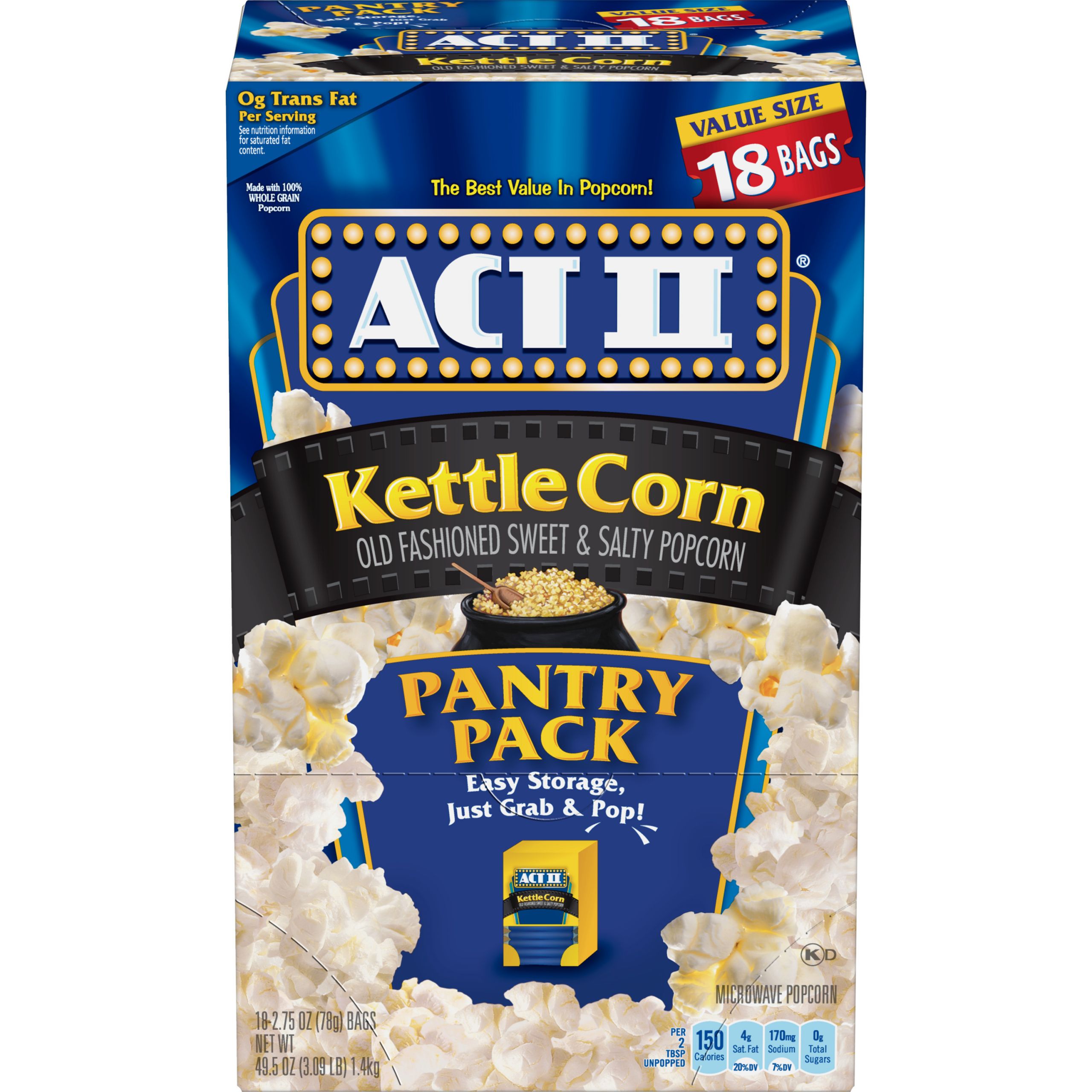 Microwave Kettle Corn
 ACT II Kettle Corn Microwave Popcorn 2 75 Oz 18 Count