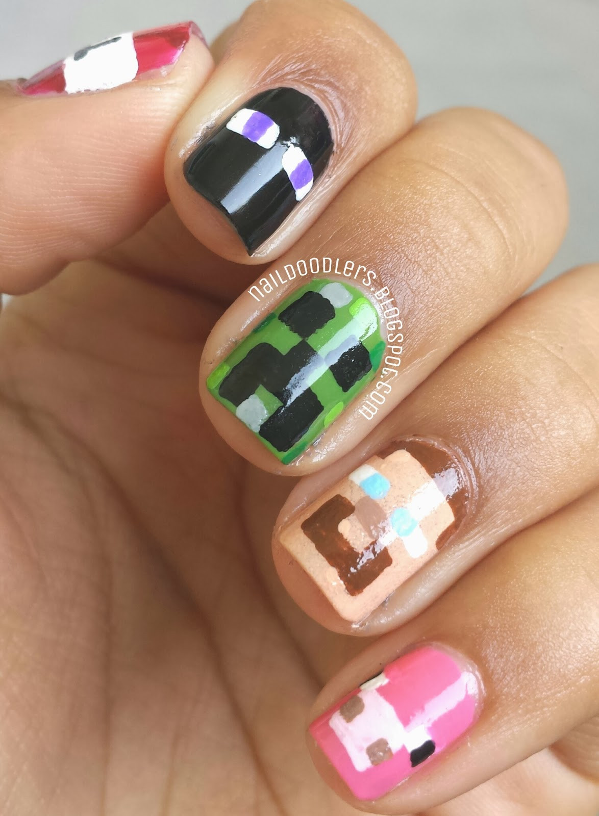 Minecraft Nail Designs
 Nail Doodlers Minecraft nails