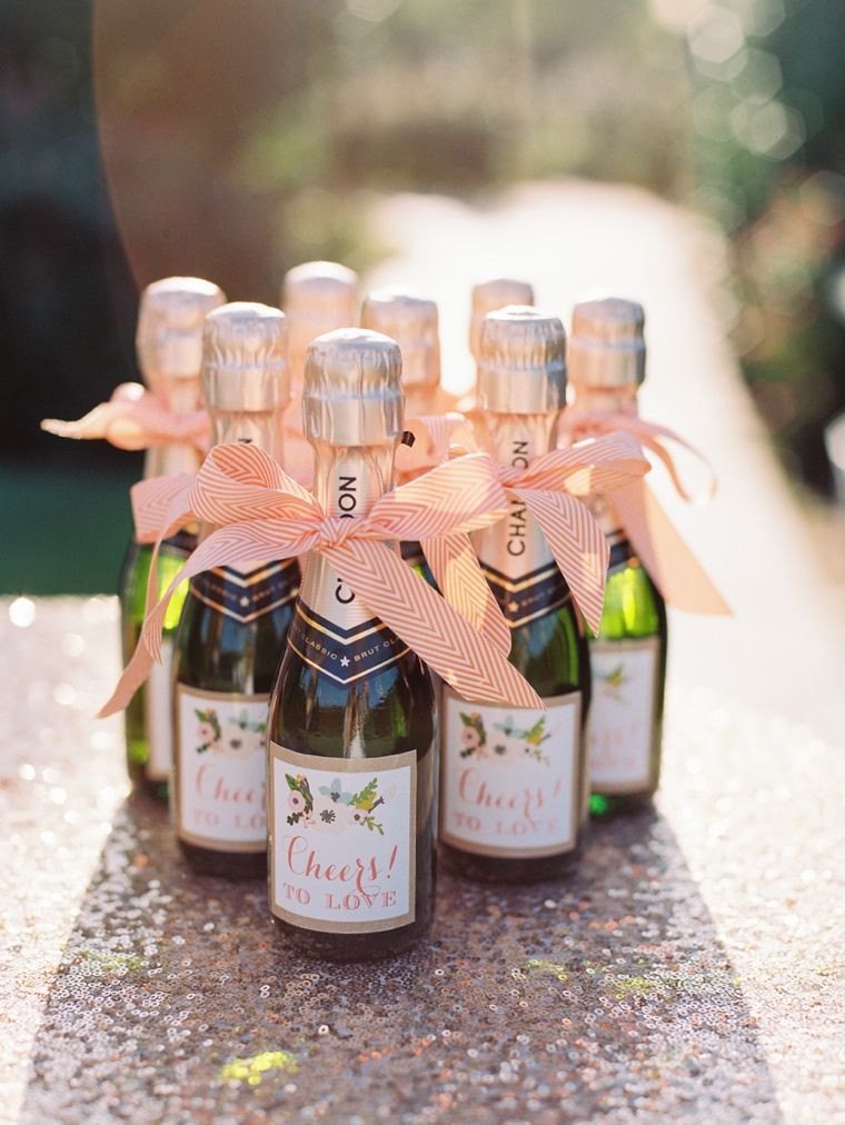 Mini Champagne Bottles Wedding Favors
 Chic & Charming Peach Wedding Ideas