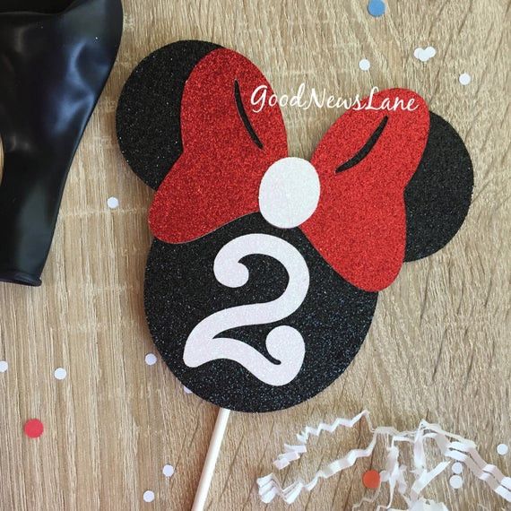 Minnie Mouse Birthday Cake Topper
 Any Number Custom Minnie Mouse Glitter Cake Topper birthday