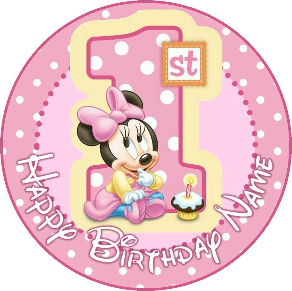 Minnie Mouse Birthday Cake Topper
 EDIBLE Baby Minnie Mouse Cake Topper 1st Birthday Wafer