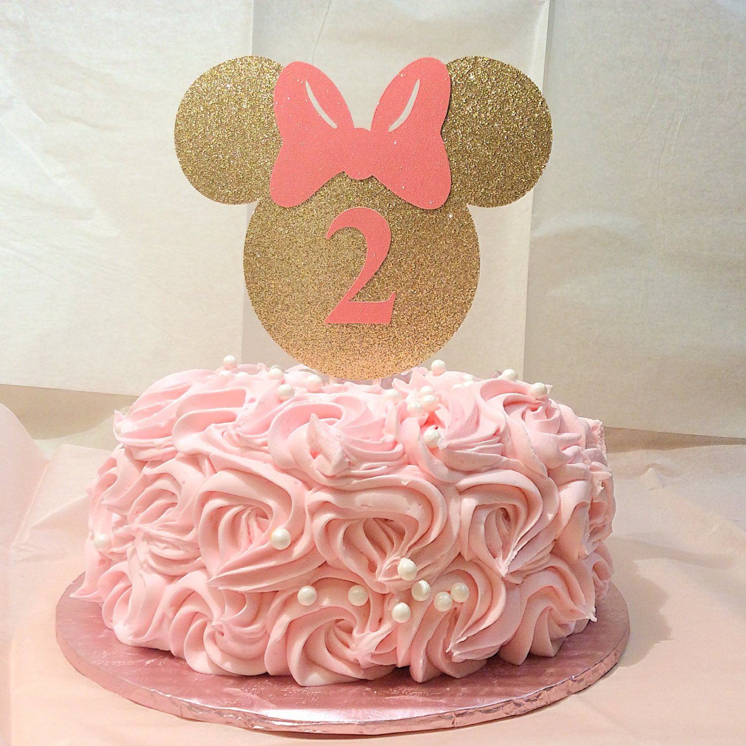 Minnie Mouse Birthday Cake Topper
 Gold and pink Minnie Mouse cake topper Minnie mouse gold