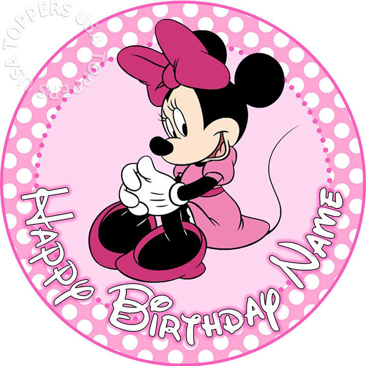 Minnie Mouse Birthday Cake Topper
 EDIBLE Minnie Mouse Pink Birthday Cake Topper Wafer Paper