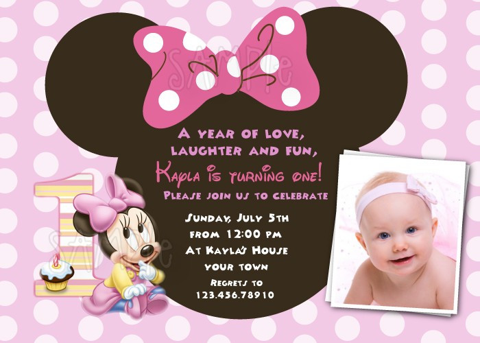 Minnie Mouse Birthday Invitations Personalized
 FREE Download Minnie Mouse 1st Birthday Invitations