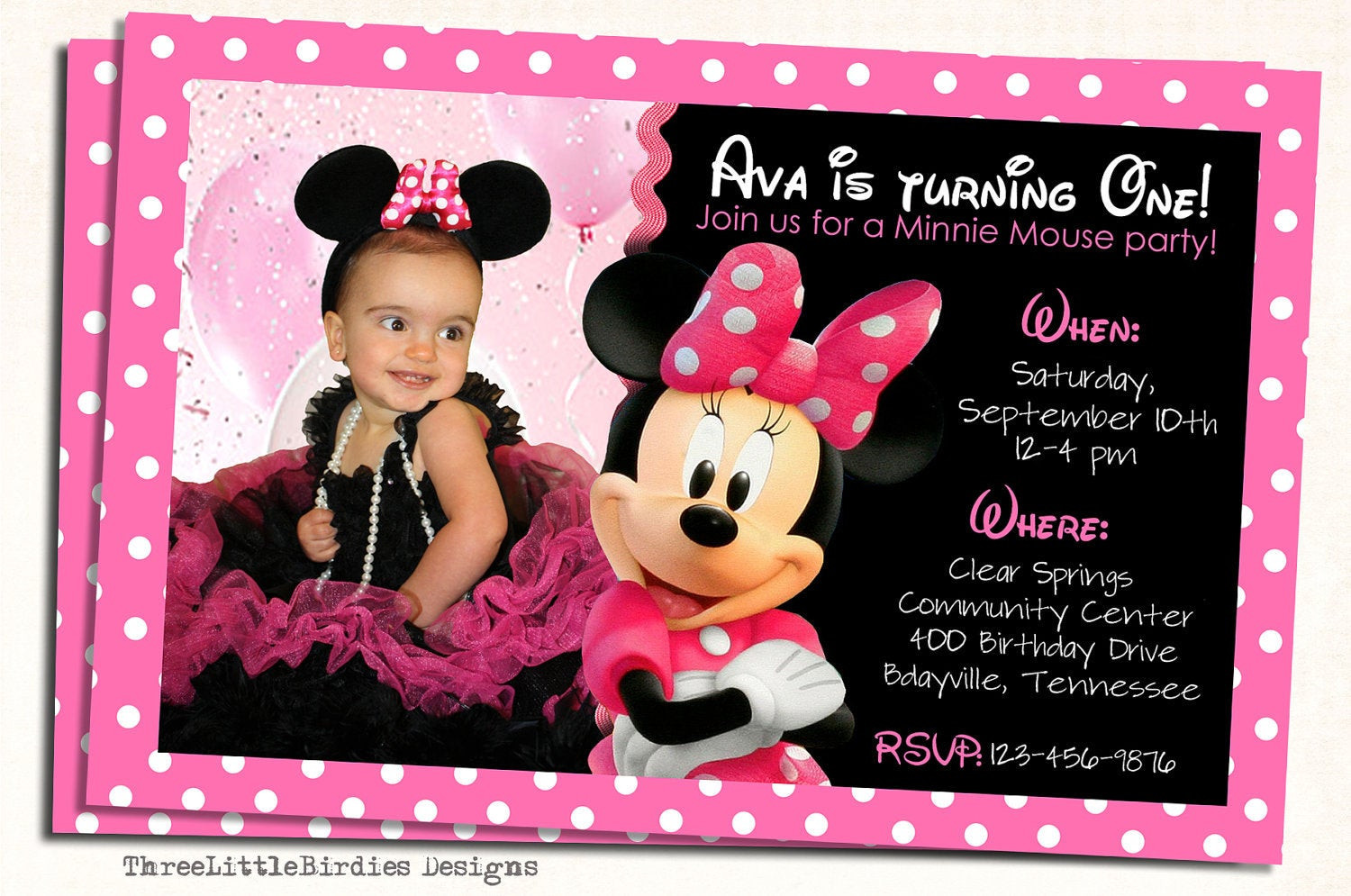 Minnie Mouse Birthday Invitations Personalized
 Minnie Mouse Birthday Invitation