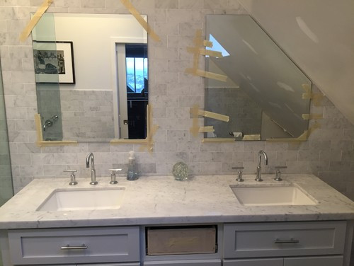 Mirrors Over Bathroom Sinks
 Need help with mirrors above double sink in master bath