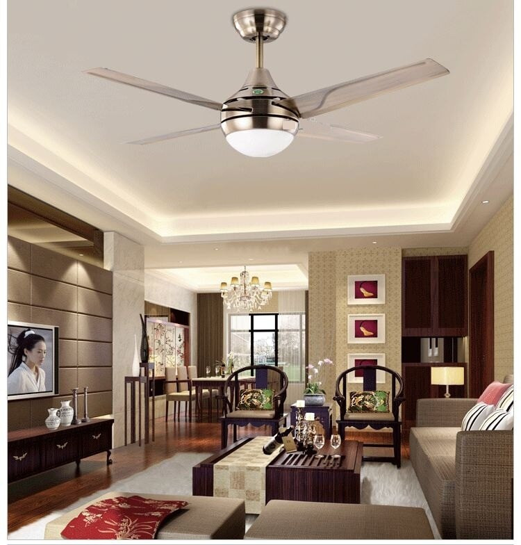 Modern Bedroom Ceiling Fans
 Modern minimalist LED fan lights 44inch iron leaf fan