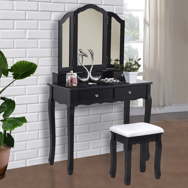 Modern Bedroom Vanity
 Giantex Black Tri Folding Mirror Vanity Makeup Dressing