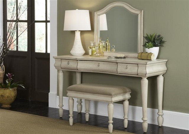 Modern Bedroom Vanity
 Liberty Furniture Rustic Traditions Vanity in Rustic White