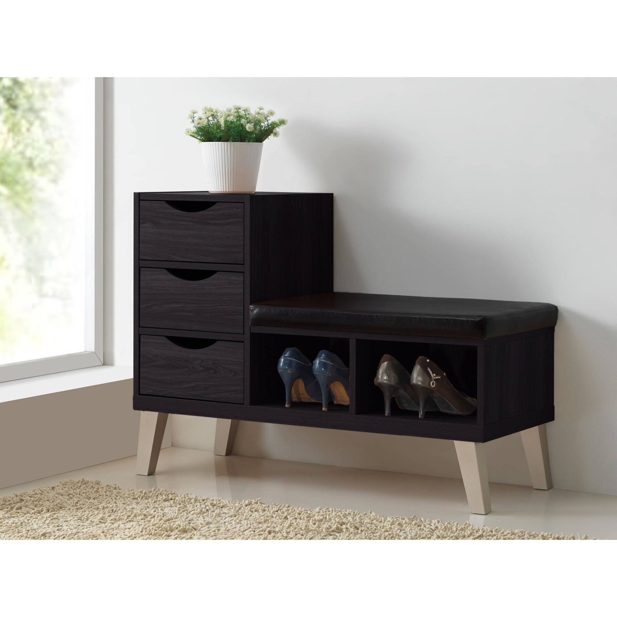 Modern Entryway Bench With Storage
 Baxton Studio Arielle Upholstered Storage Entryway Bench