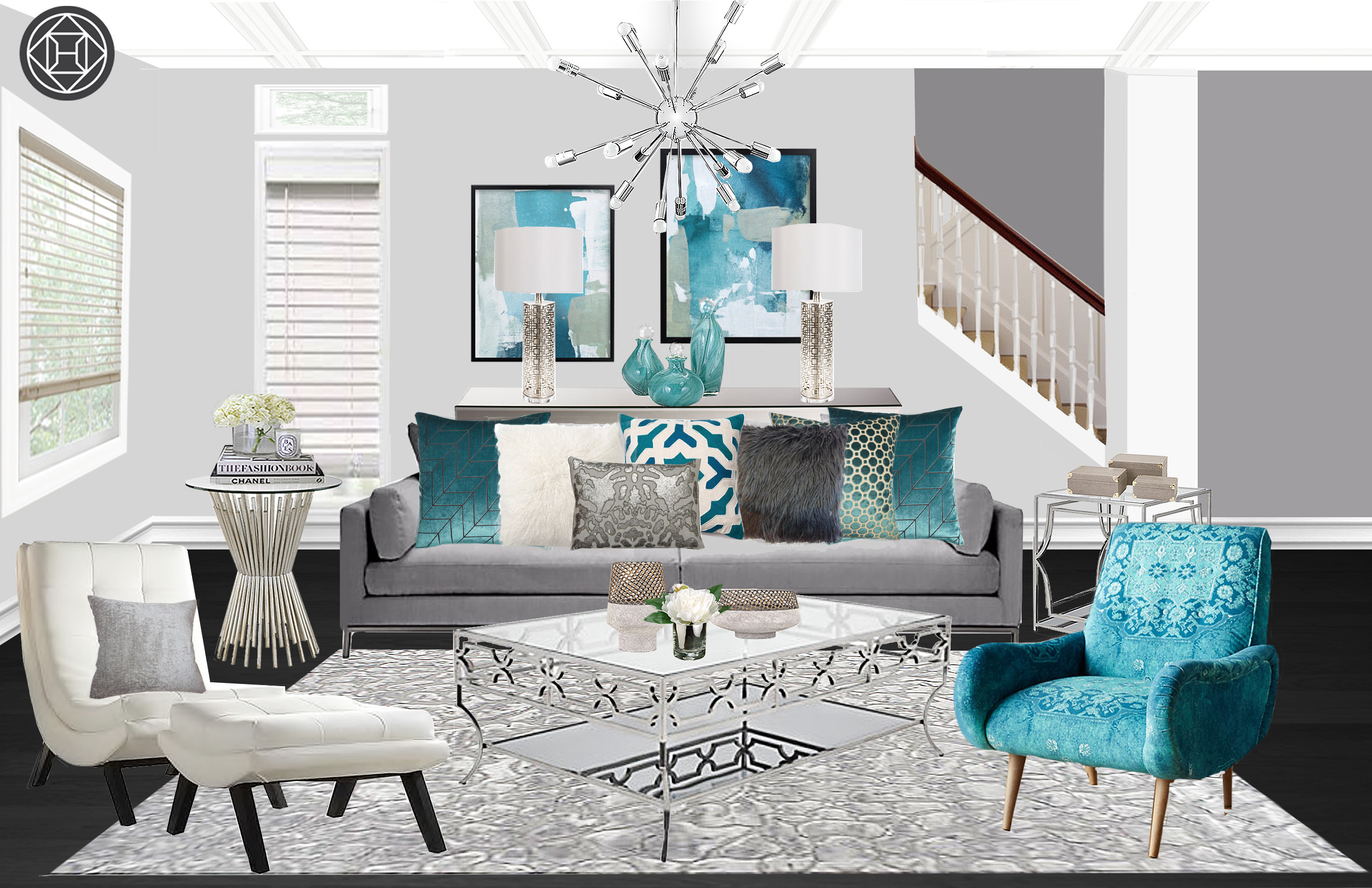 Modern Glam Living Room
 Contemporary Modern Glam Living Room Design by Havenly