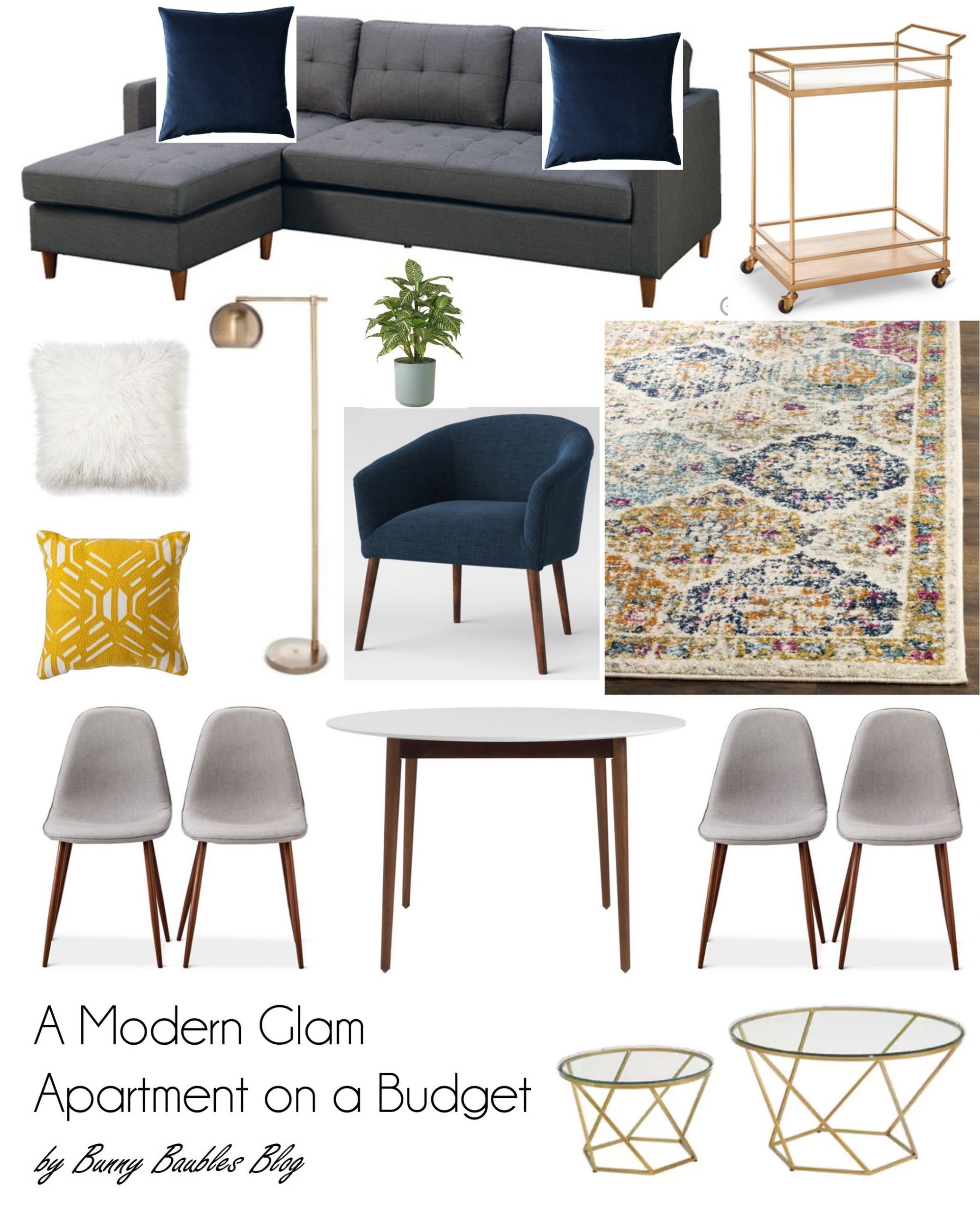 Modern Glam Living Room
 A Modern Glam Apartment on a Bud – Bunny Baubles