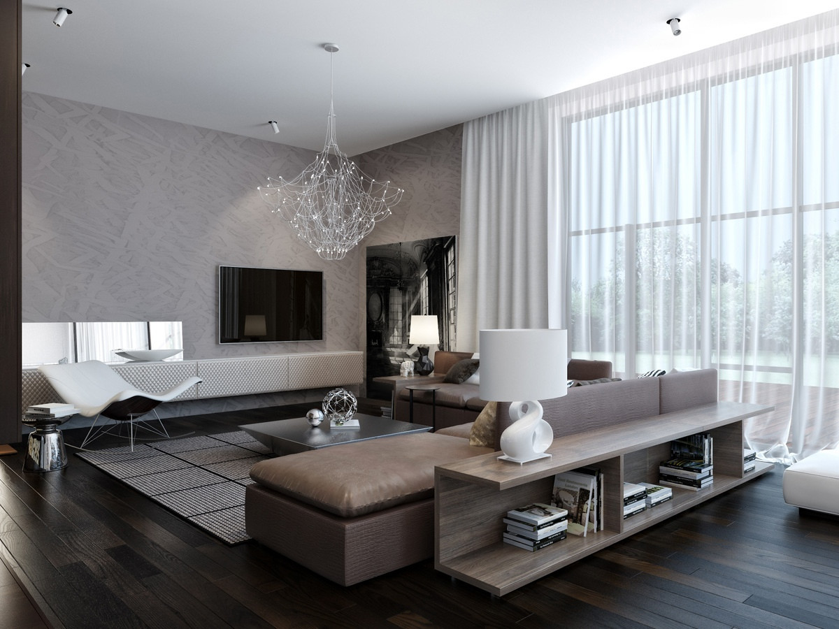 Modern House Living Room
 Modern House Interiors With Dynamic Texture and Pattern