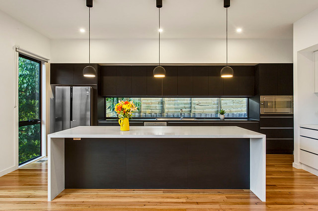 Modern Kitchen Bench
 Modern kitchen with stone island bench feature lighting