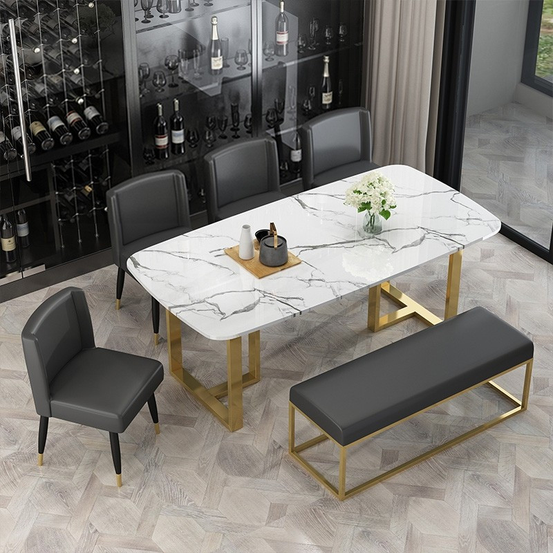 Modern Kitchen Table
 Modern Elegant Dining Table with Faux Marble Top & Metal