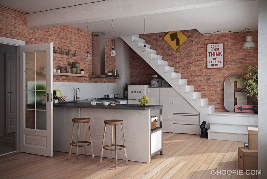 Modern Kitchen Wall Art
 Modern Kitchen with Brick Wall Decor Interior Design Ideas