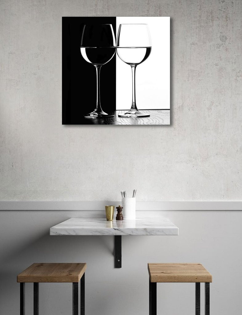 Modern Kitchen Wall Art
 Black White Glasses – Modern Kitchen Wall Art – on