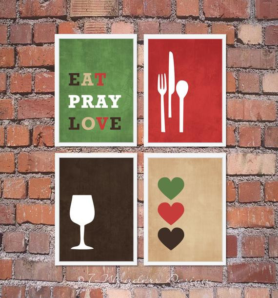 Modern Kitchen Wall Art
 Modern Kitchen Wall Art Print Set Inspirational Eat Pray