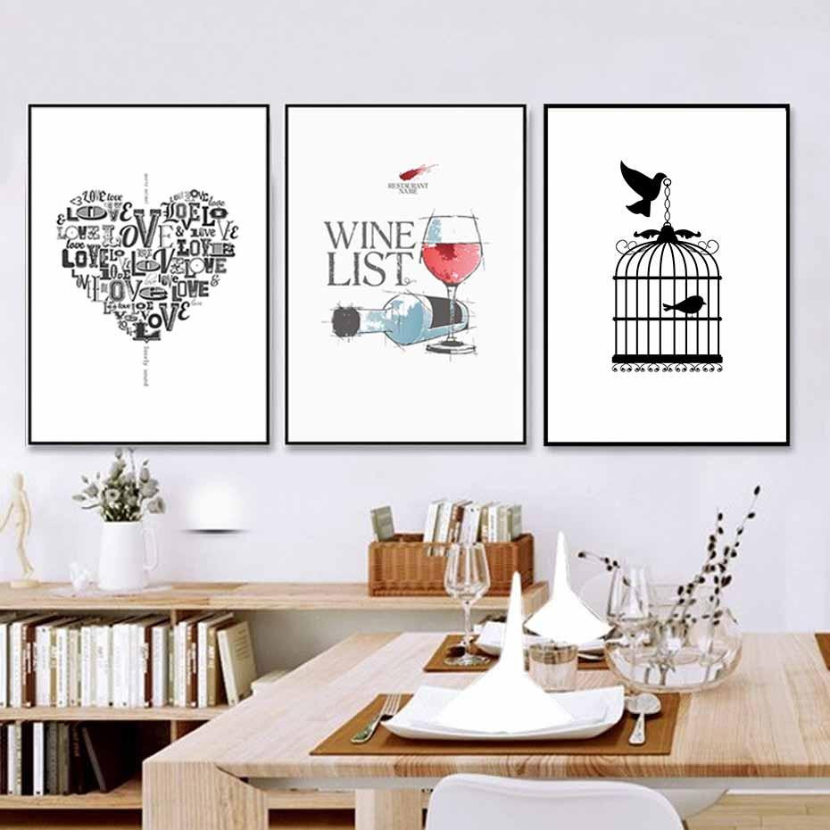 Modern Kitchen Wall Art
 Modern Minimalist Nordic Kitchen Love Heart Wine List Wall