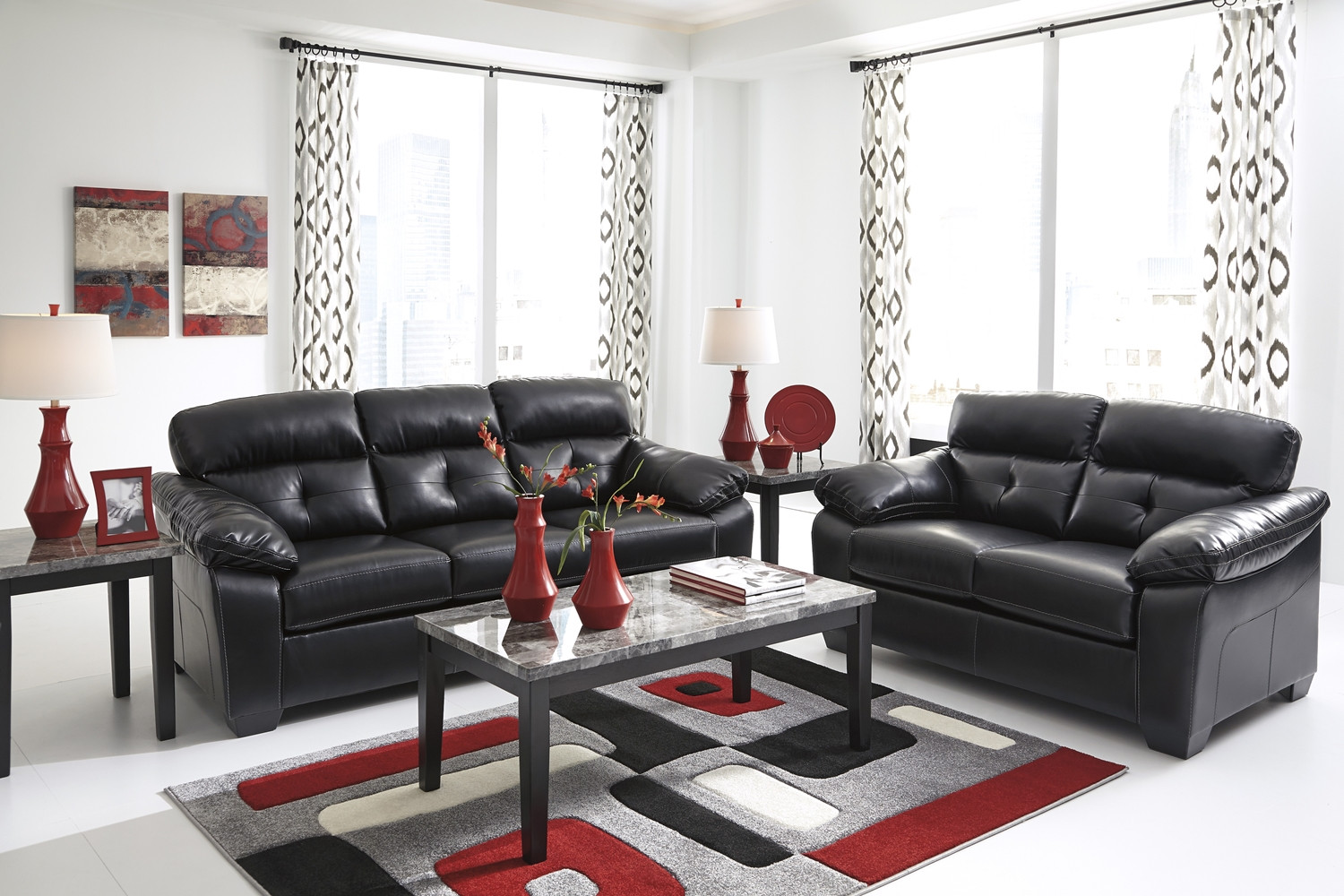 Modern Living Room Furniture Sets
 Midnight Black Casual Contemporary Living Room Furniture