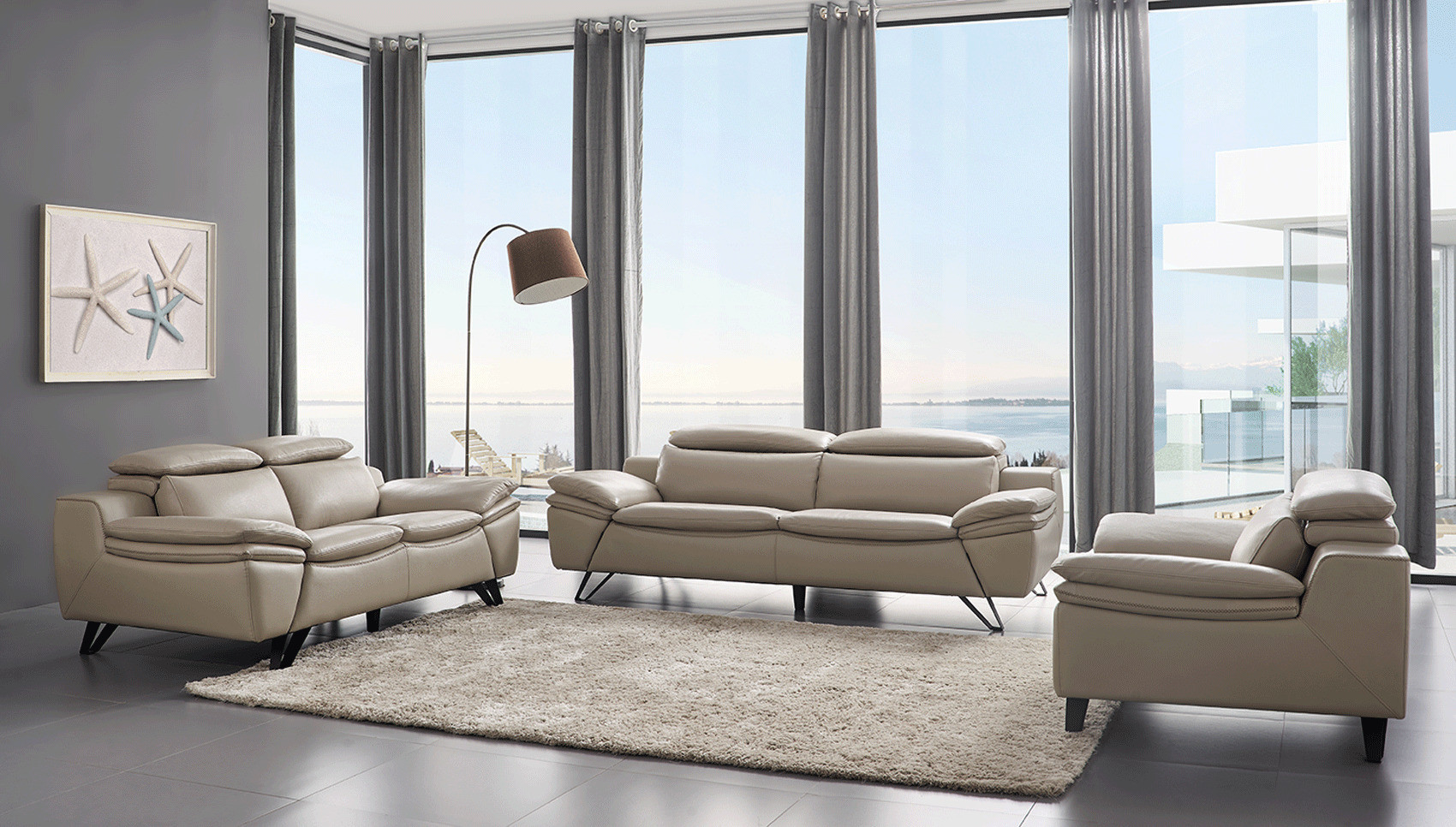 Modern Living Room Furniture Sets
 Grey Leather Contemporary Living Room Set Cleveland Ohio