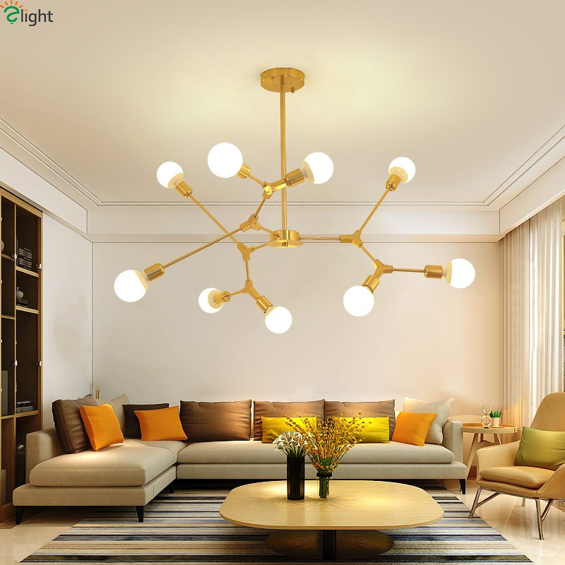 Modern Living Room Lighting Fixtures
 Modern DIY Led Chandeliers Lighting Gold Black Metal