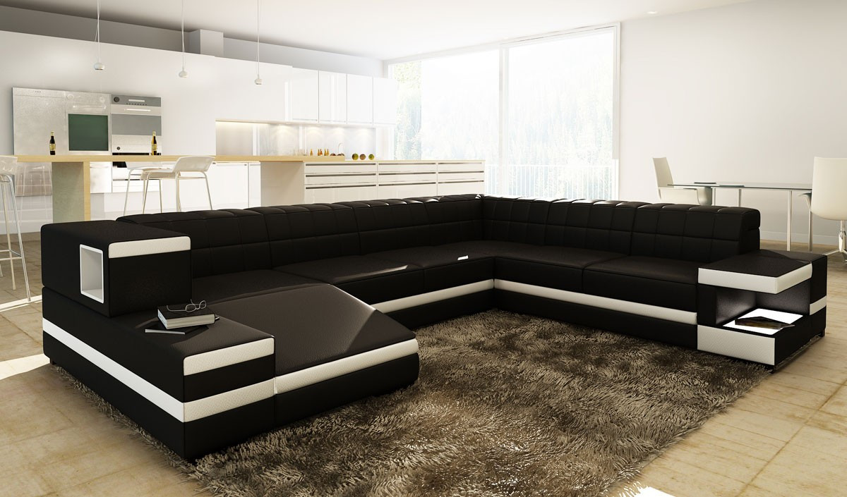 Modern Living Room Sectionals
 1201 Modern Black Leather Sectional Sofa Modern Sofas