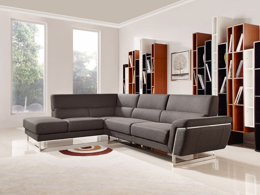 Modern Living Room Sectionals
 Divani Casa Navarro Modern Brown Fabric Sectional Sofa