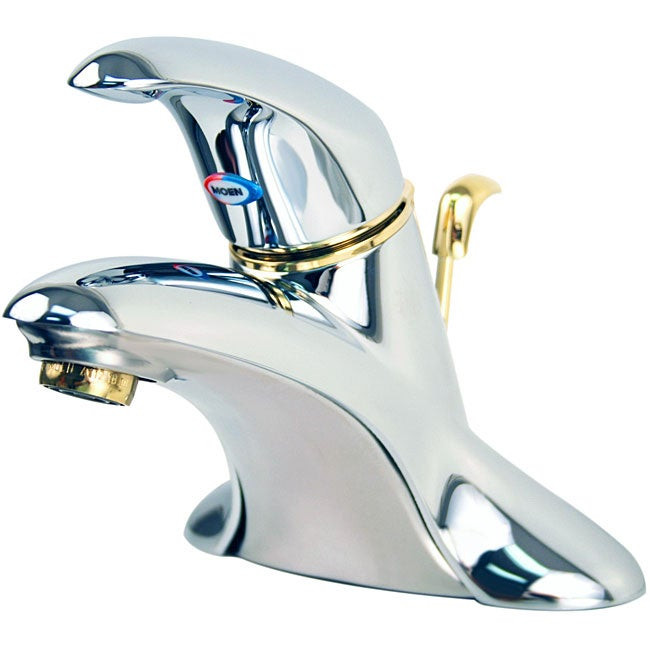 Moen Brass Bathroom Faucets
 Moen e Handle Chrome with Polished Brass Centerset