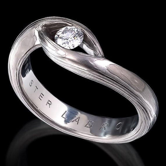 Mokume Gane Wedding Rings
 White Gold Mokume Gane Engagement Ring with by