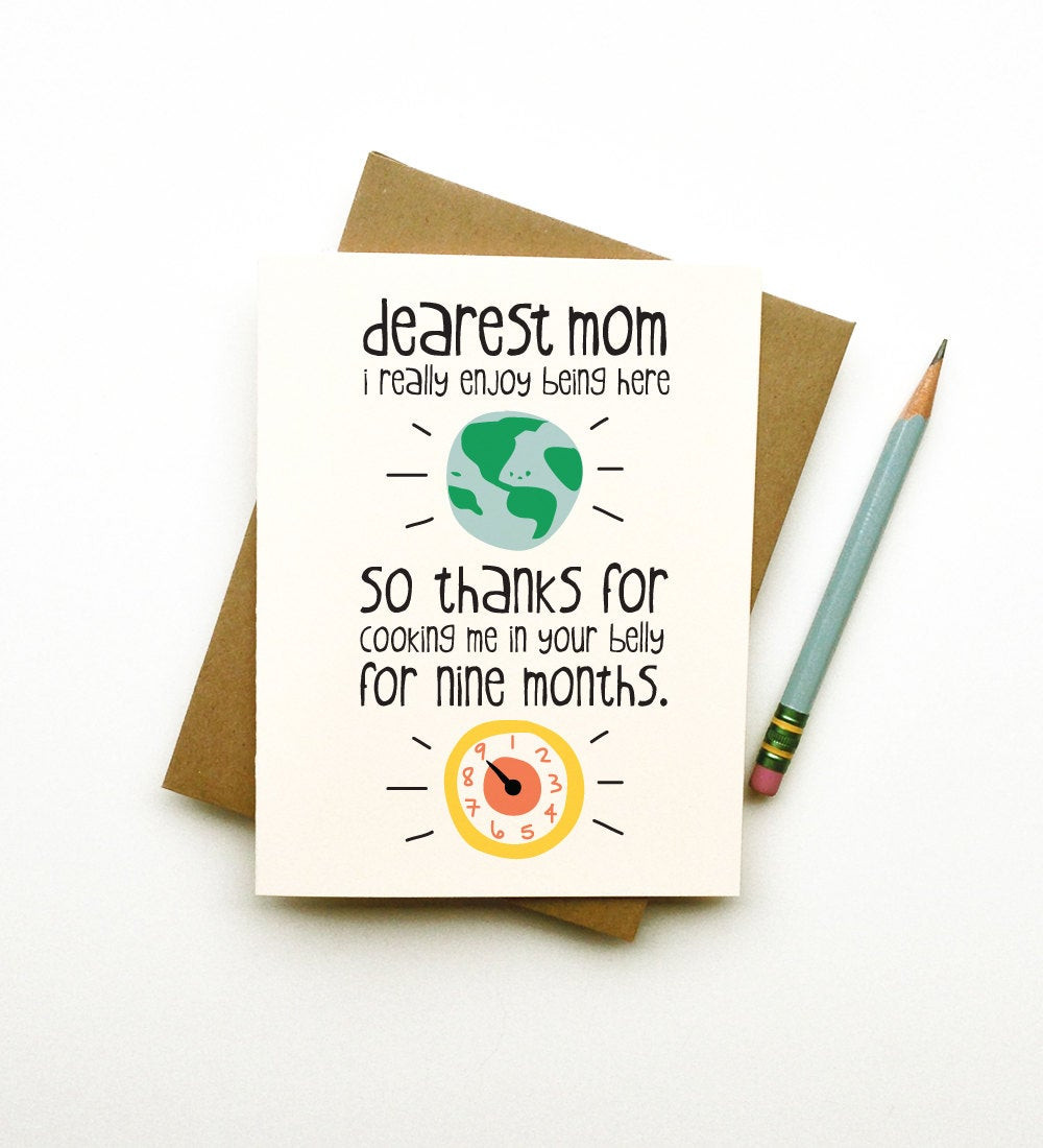 Mom Birthday Card
 Thanks for Cooking Me Mom card mothers day birthday funny cute