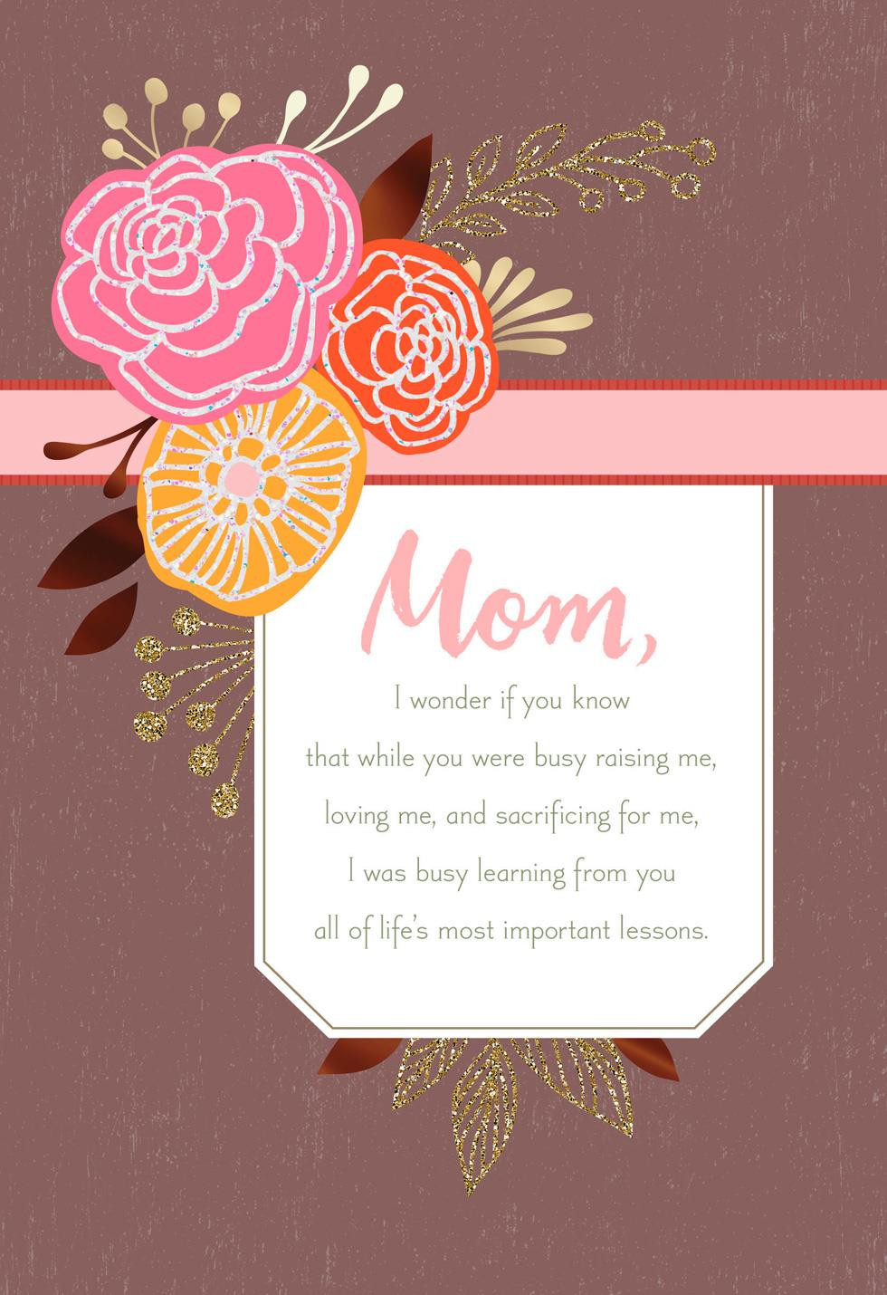 Mom Birthday Card
 Life s Most Important Lessons Birthday Card for Mom